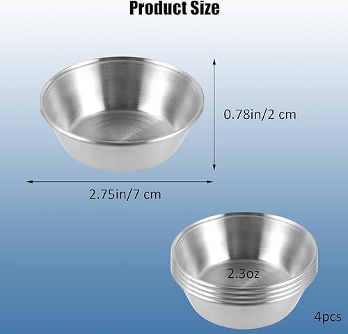 Miniatura 3 de Mini plato de salsa de acero inoxidable, platos individuales para salsas, pequeños ramequines de metal, pequeños tazones de condimento, platos de
