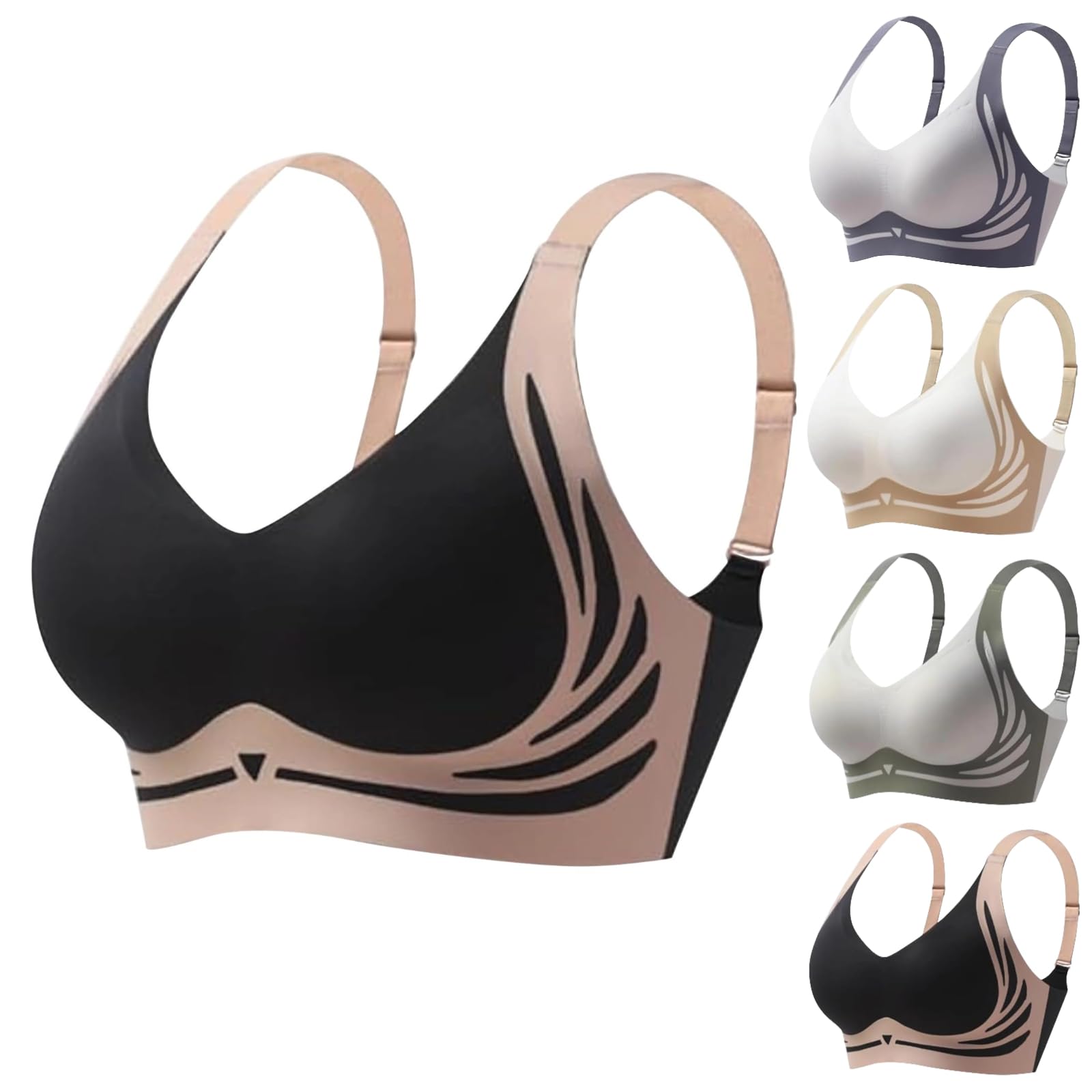 Women's Wireless Push-up Bra,Ladies Lifting Wide Strap Full Coverage Shaping Sports Bras,Sleep Comfortable Breathable Lift Full Figure Everyday Lingerie Underwear for Women