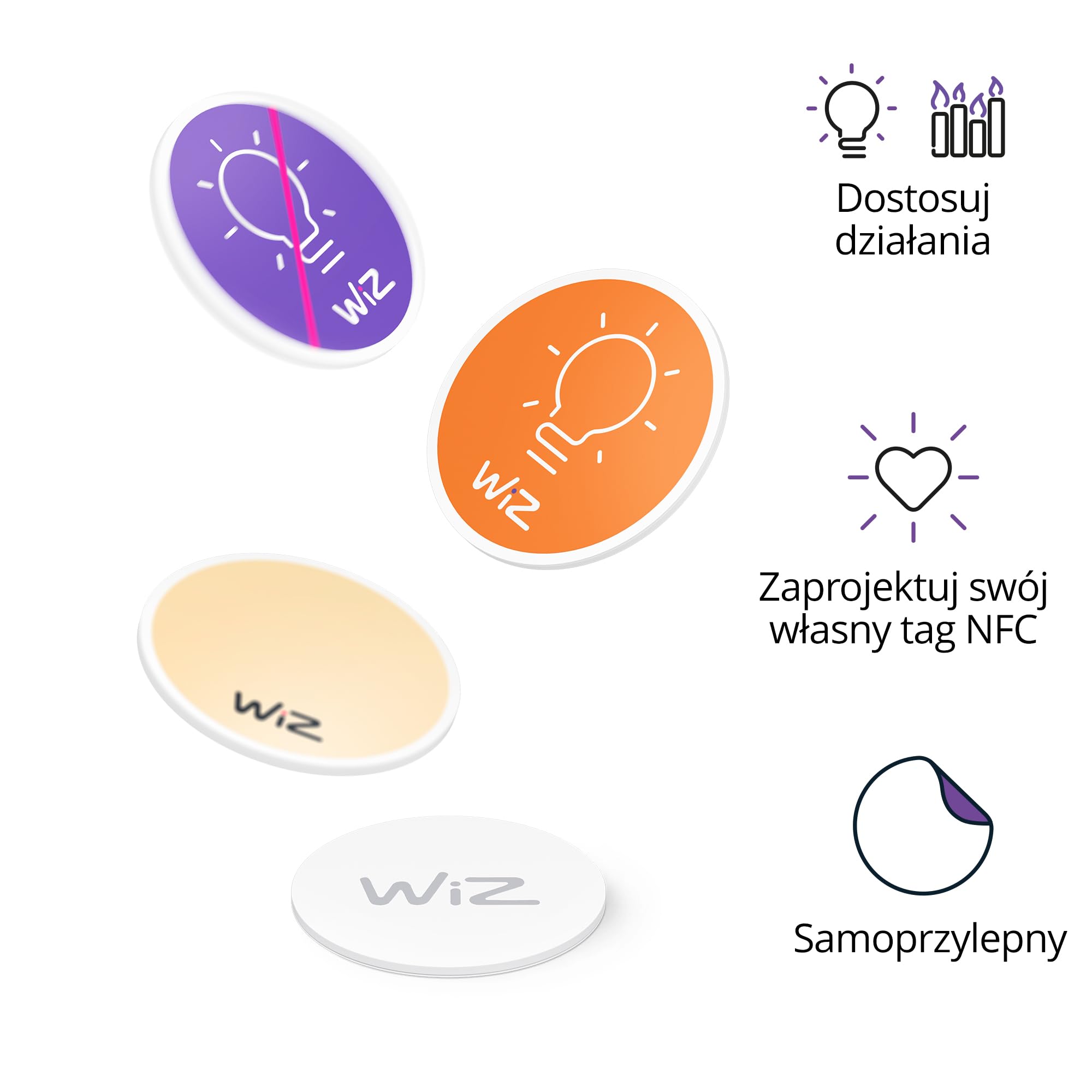WiZ TAG NFC, Inteligentne Oświetlenie LED, Łatwe Sterowanie za Pomocą Jednego Dotknięcia