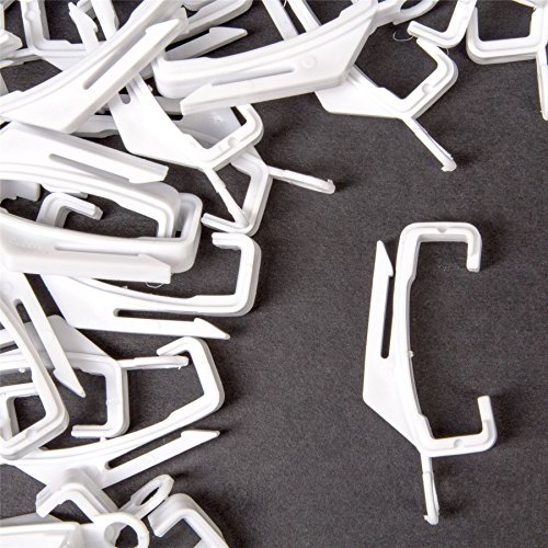30x White Curtain Extra Valance Track Gliders - Plastic Track/Rail Hooks