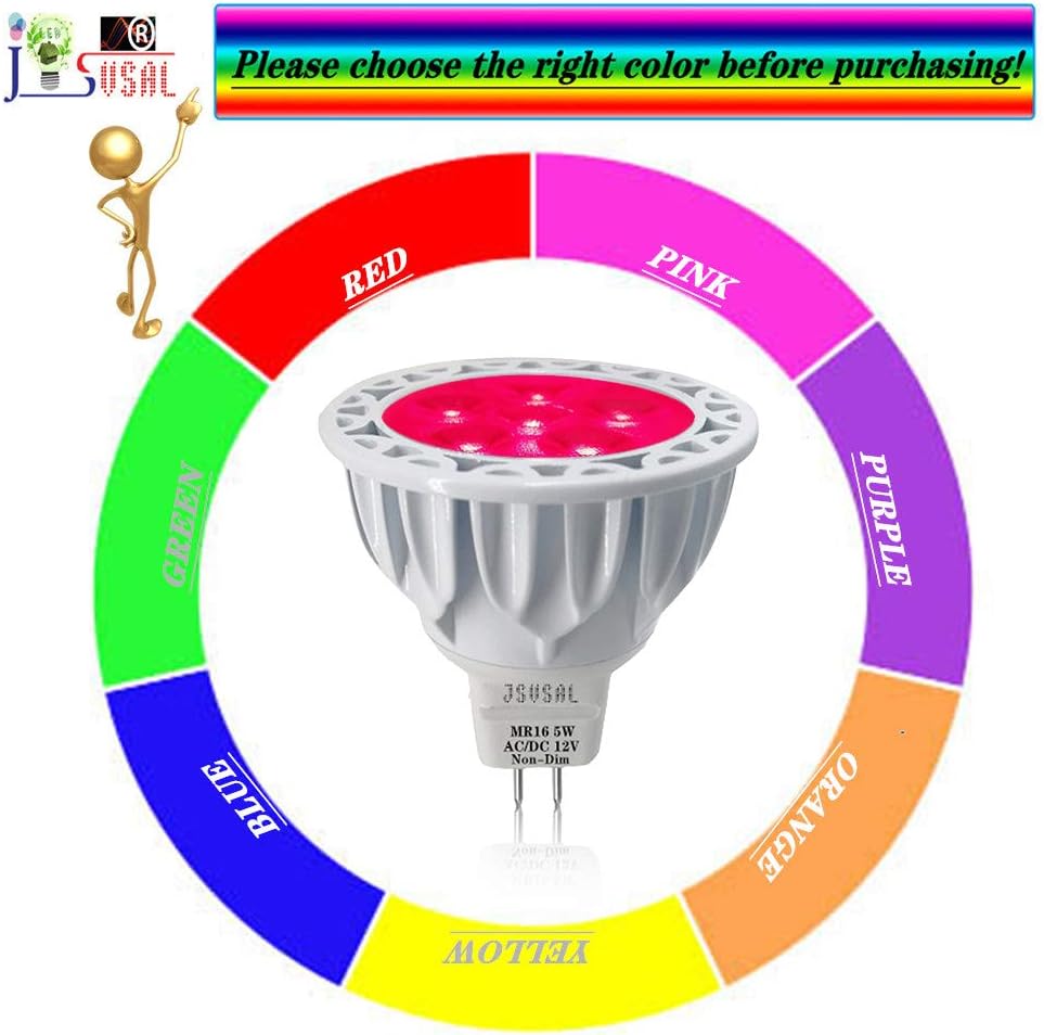 Red MR16 GU5.3 Led Bulbs 5W Replace 35W 50W Halogen Equivalent,12V Low Voltage,40 Degree Spotlights for Landscape Flood Track Yard Garden Tree Pool Holiday Lighting,Not Dimmable,6 Pack