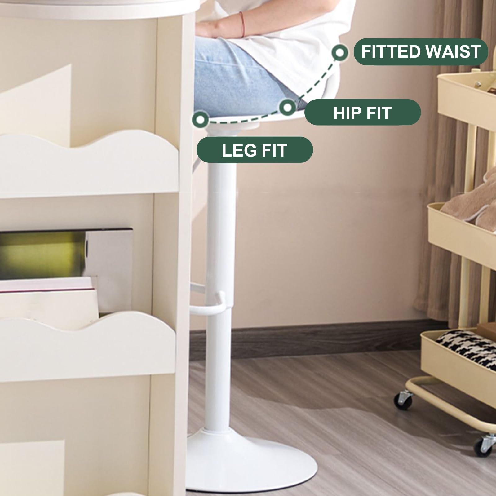 Tabourets de bar pivotants réglables à hauteur de comptoir pour îlot de cuisine, tabourets de bar modernes blancs, design ergonomique, parfaits pour la maison, les repas et les divertissements