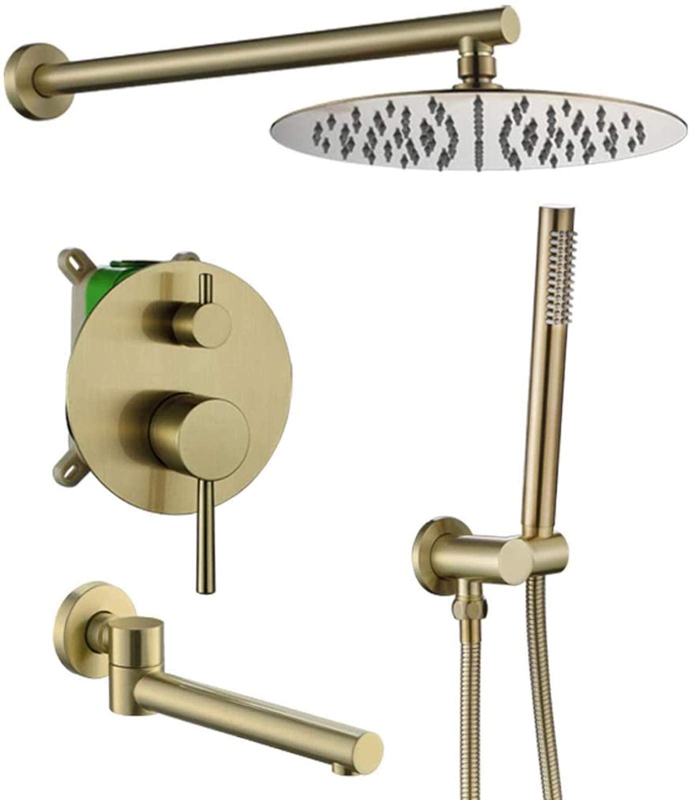 Pomme de douche à effet pluie ronde en acier inoxydable avec douchette à main