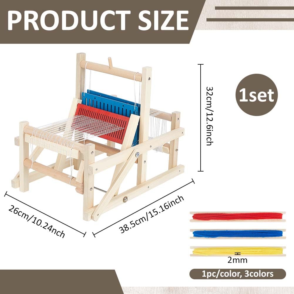 PH PandaHall Tessitura in Legno Macchina per Tessitura per Maglieria Mano Artigianato da Arazzo in Legno Staccabile Strumento di Maglieria Artigianale con 3 Colori di Filato per Regalo Principianti