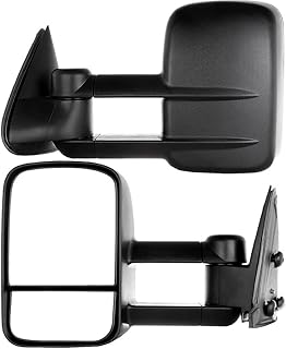 SCITOO Tow Mirrors Compatible with for 1999-2007 For Chevy Silverado For GMC Sierra 1500 2500 3500 Pickup Truck Mirrors Manual Adjusted No Heated No Signal Manual Telescope Black Towing Mirrors LH RH