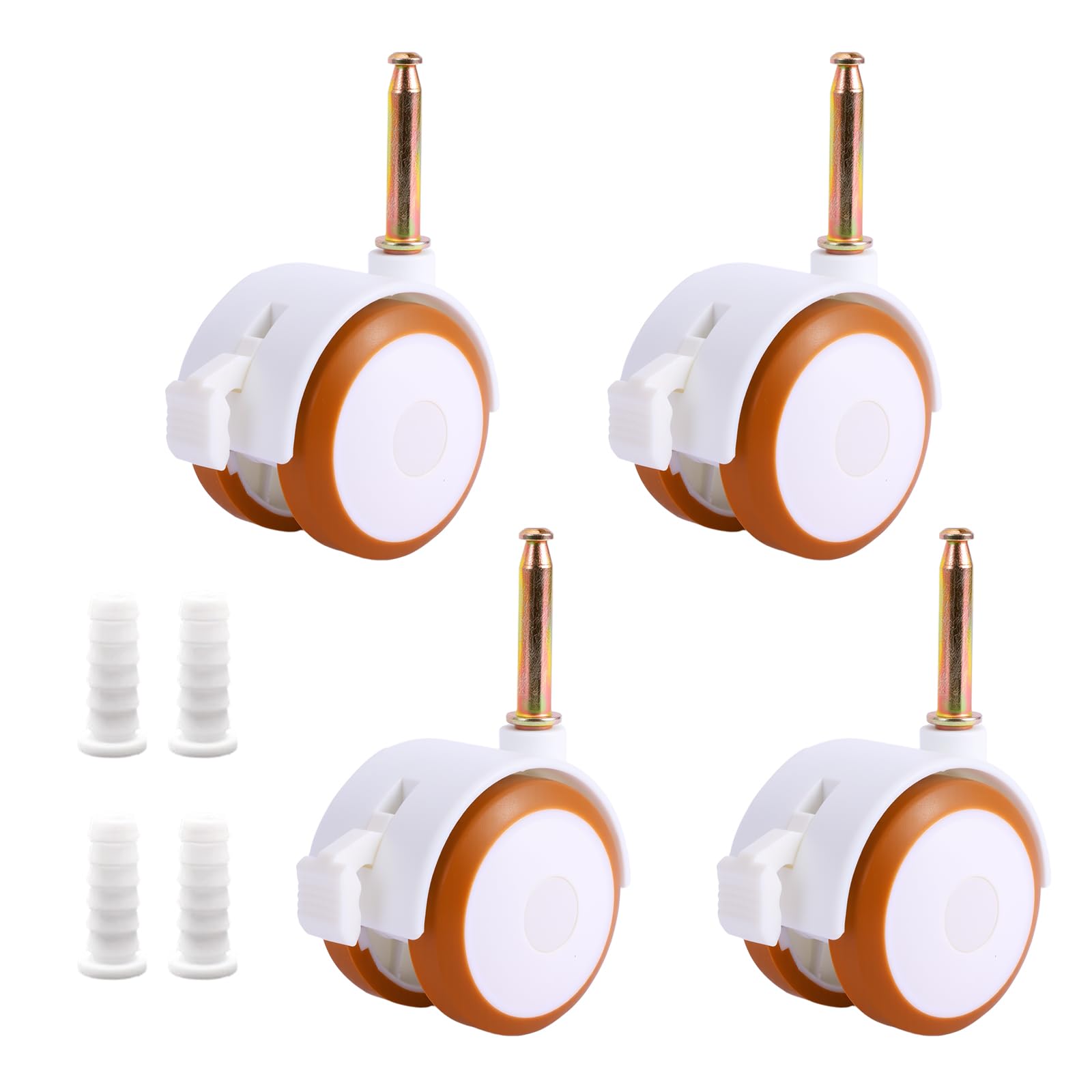 4 Ruedas de Cuna Silenciosas de Goma, Ruedas Giratorias con Freno para Muebles Infantiles, Adecuadas para Cunas, Armarios, Carritos y Mobiliario con Tacos para Oficina y Silla