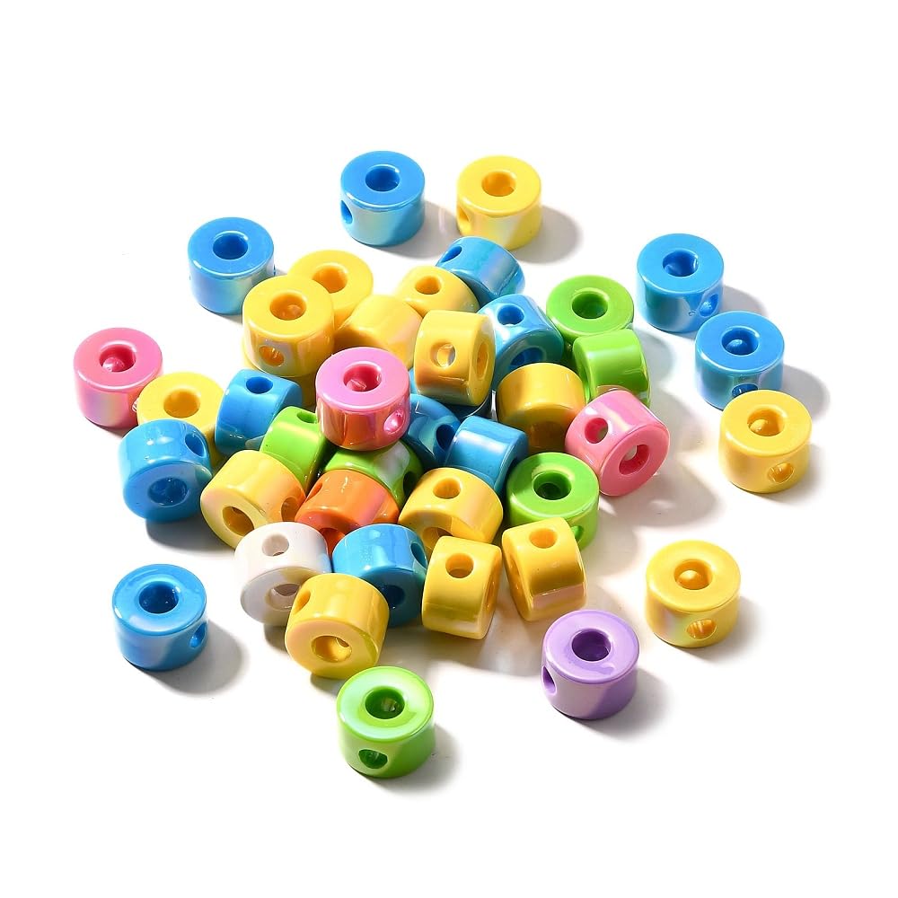 DanLingJewelry 40Pcs Random Rainbow Large Letter O Acrylic Beads AB Colour Iridescent Alphabet Keychain Beads for Bracelets Necklaces Jewellery Making — image 1