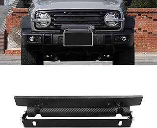 Hawyet 1 PC Car License Plate Mount, Car Carbon Fiber Stainless Steel License Plate Holder, Adjustable Bumper License Plate Relocator Bracket Holder, Universal for Most Cars (Black)
