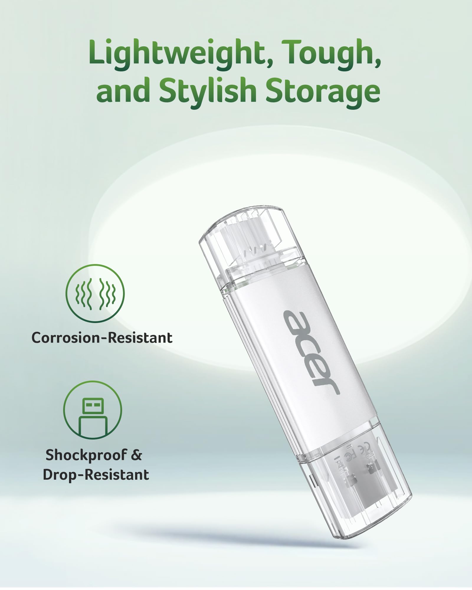 Acer USB-Stick UT300 256GB | USB 3.2 Gen1 | Dual-Anschluss Typ-A & Typ-C