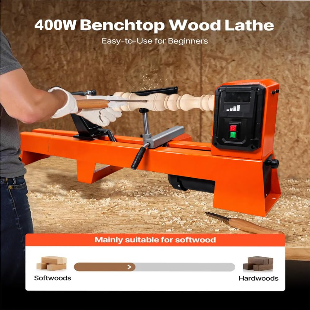 Voltz VZ-VWL-1000A Wood Lathe Machine 1000mm Capacity, 350mm Swing