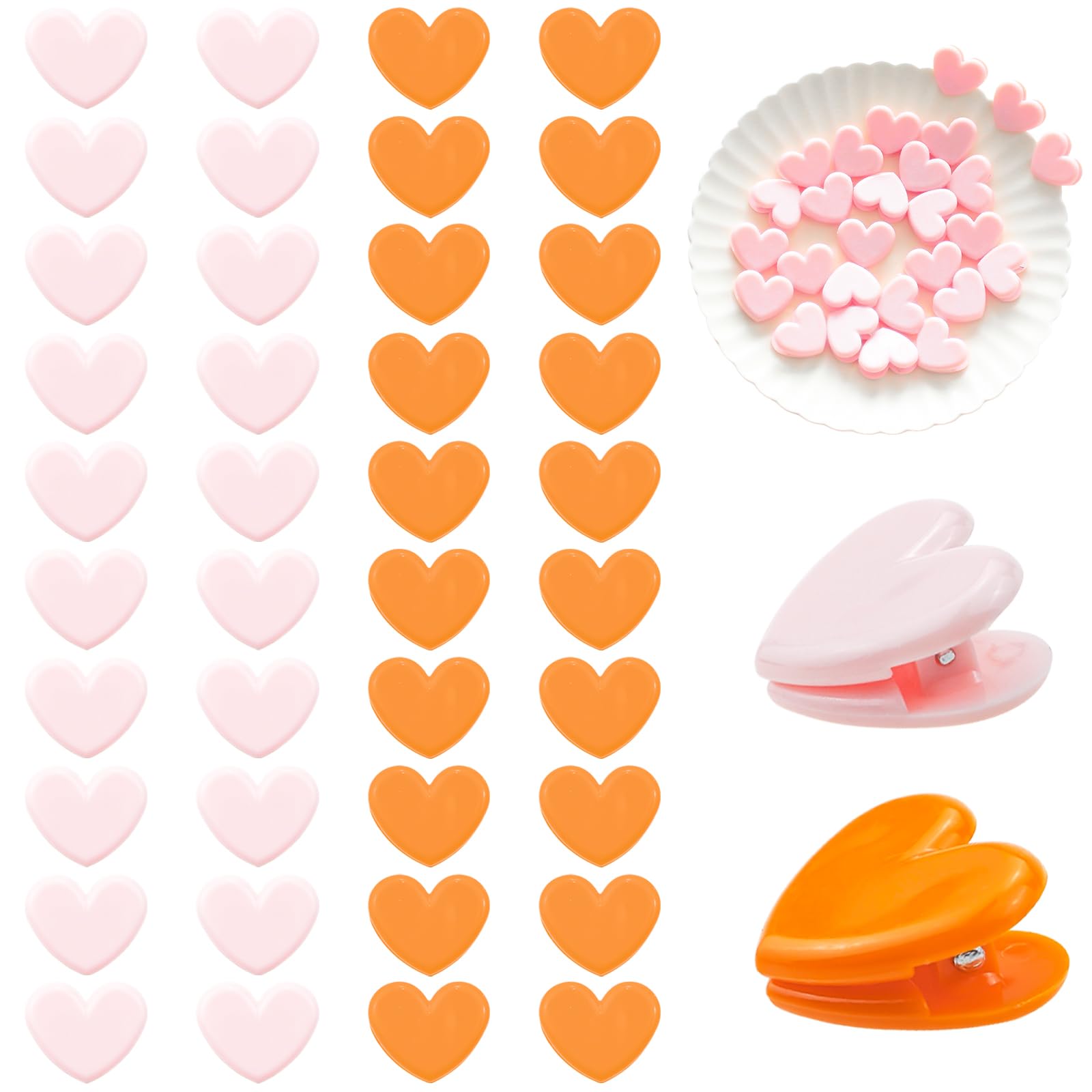 40PCS Heart Shaped Binder Clips, Paper and Bag Clips, Office Folder Small Binder Clip, Mini Decorative Paper Clips, Wedding Binder Cartoon Bookmark