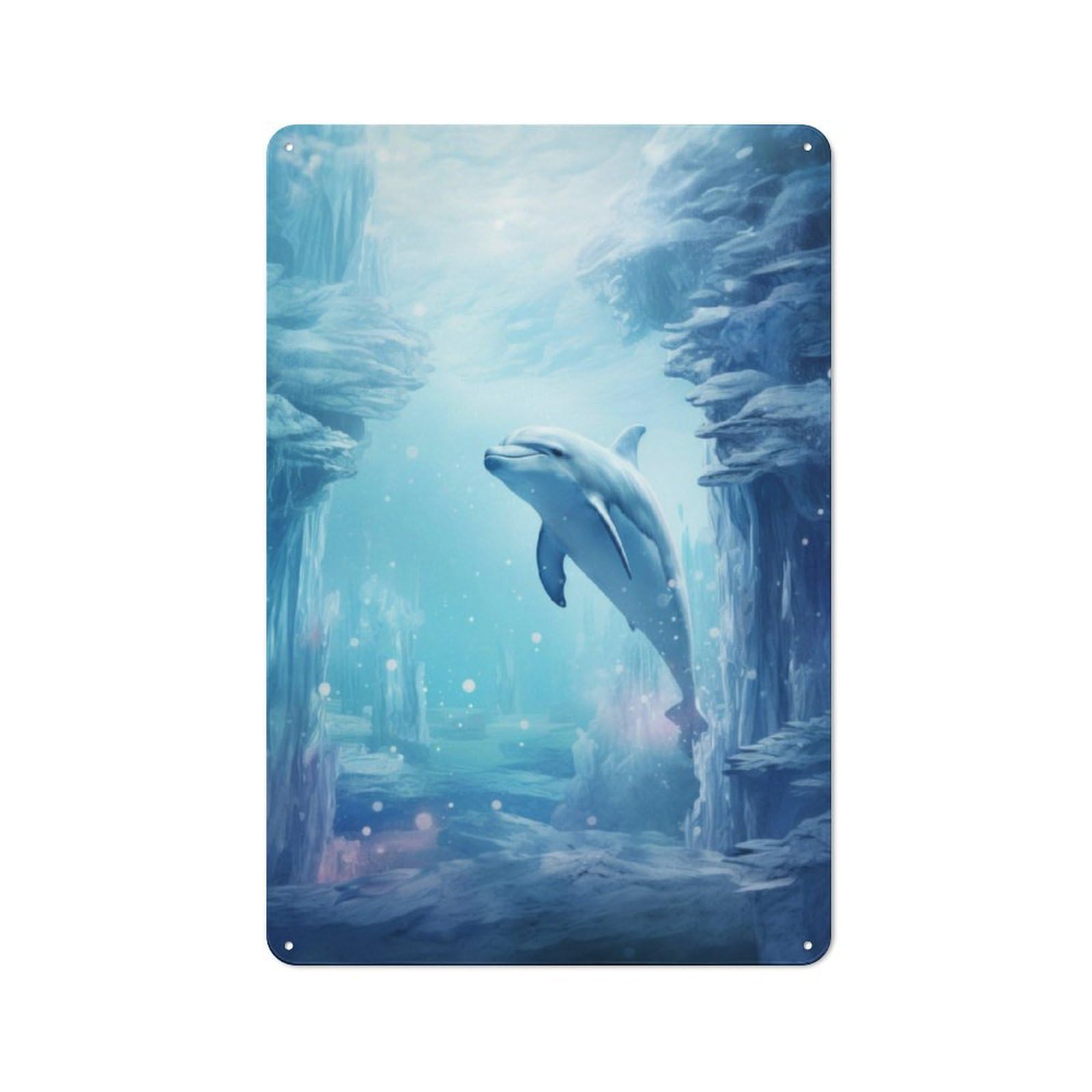 Junmoney Dolphin In Ice World Retro Tin Sign 30X20cm Featuring For Bar Or Restaurant, For Metal Sign Collectors, For Garage And Workshop Walls
