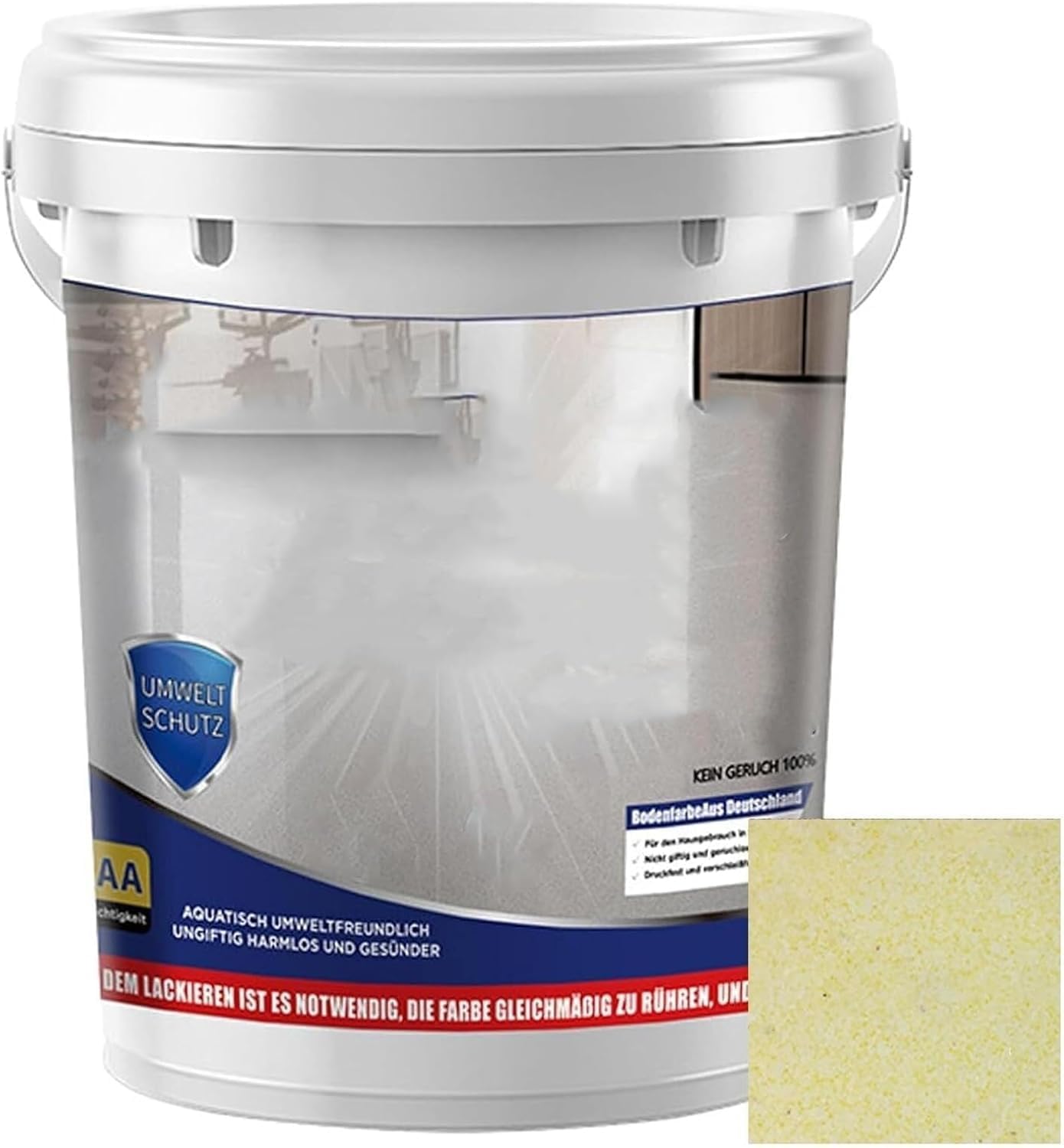 Epoxy Colored Sand Floor Paint, High Gloss Marble Effect Garage Coating, Waterproof & Non-Slip Self-Leveling Epoxy Floor Coating (Beige)