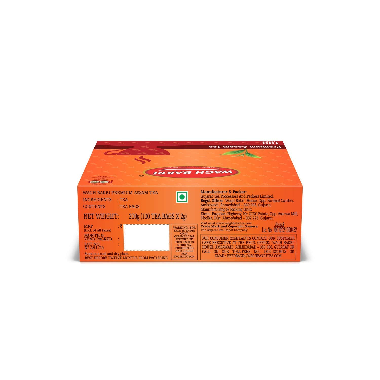 Wagh Bakri Premium Assam Tea - 100 Tea Bags, 0.2 kilograms, Pack of 1 4