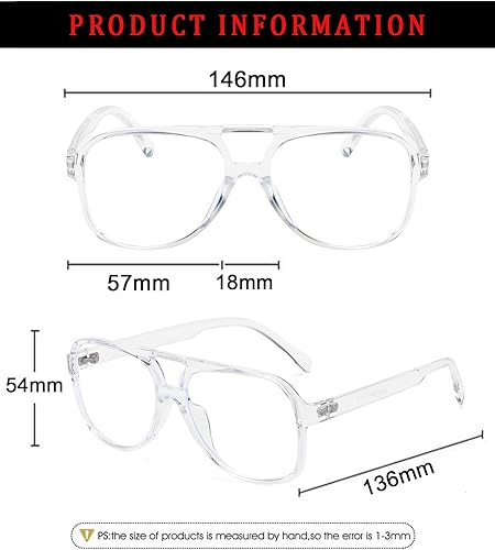 Miniatura 6 de ZIMUSUN Gafas de aviador retro con luz azul para mujeres y hombres de los años 70, gafas de piloto con marco de gran tamaño, antifatiga ocular