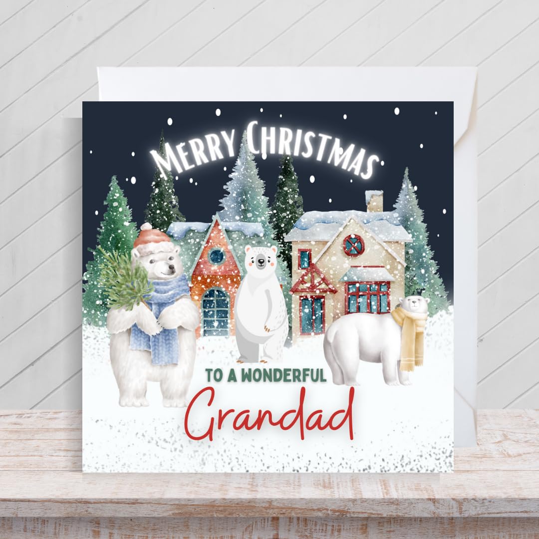 From Both Of Us Christmas Card Grey Bear in Snow