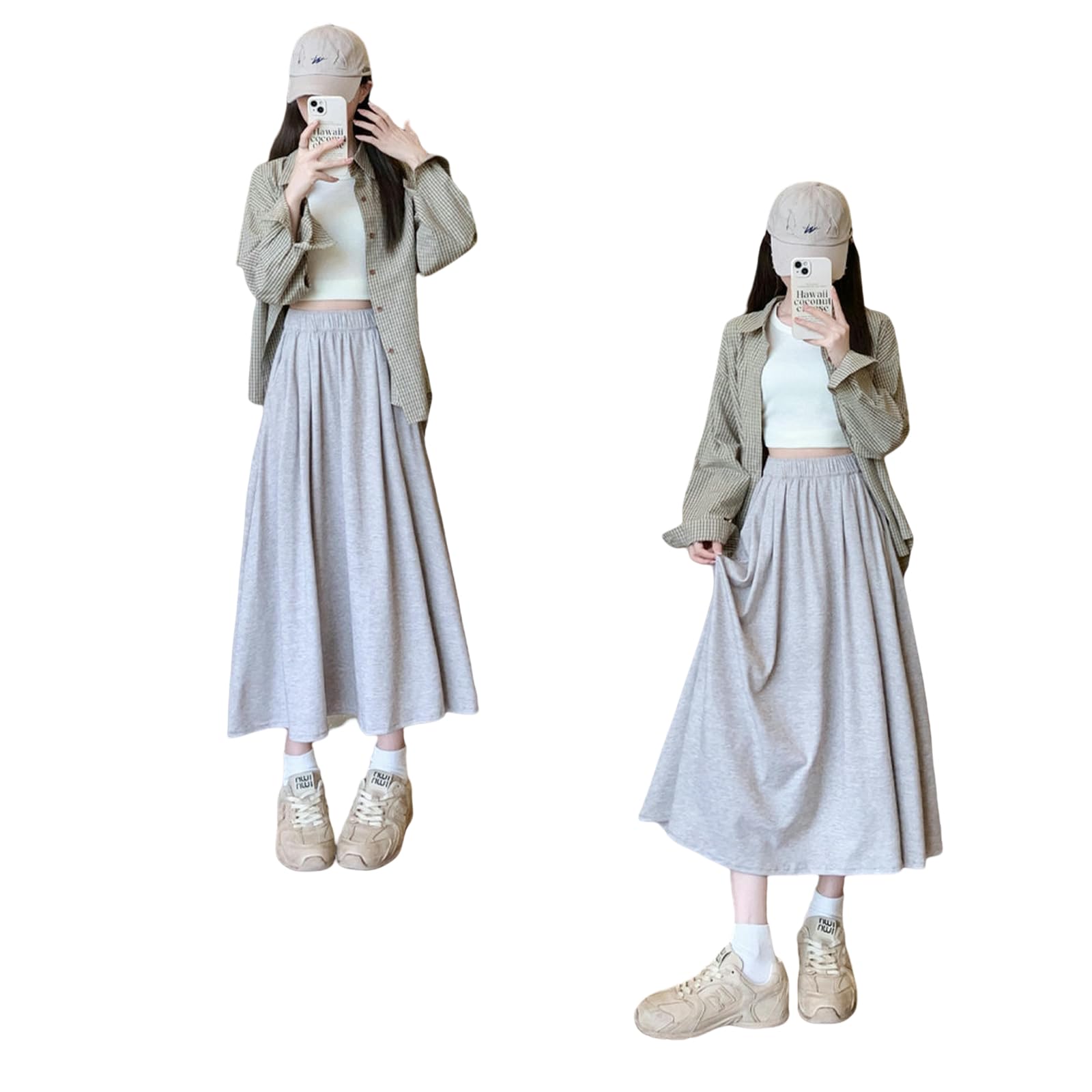 Röcke Hoch Taillierter Schlanker Strickrock Für Frauen Im Preppy Stil A-line Long Dress Frühling Herbst Saisonal Mode-c-m