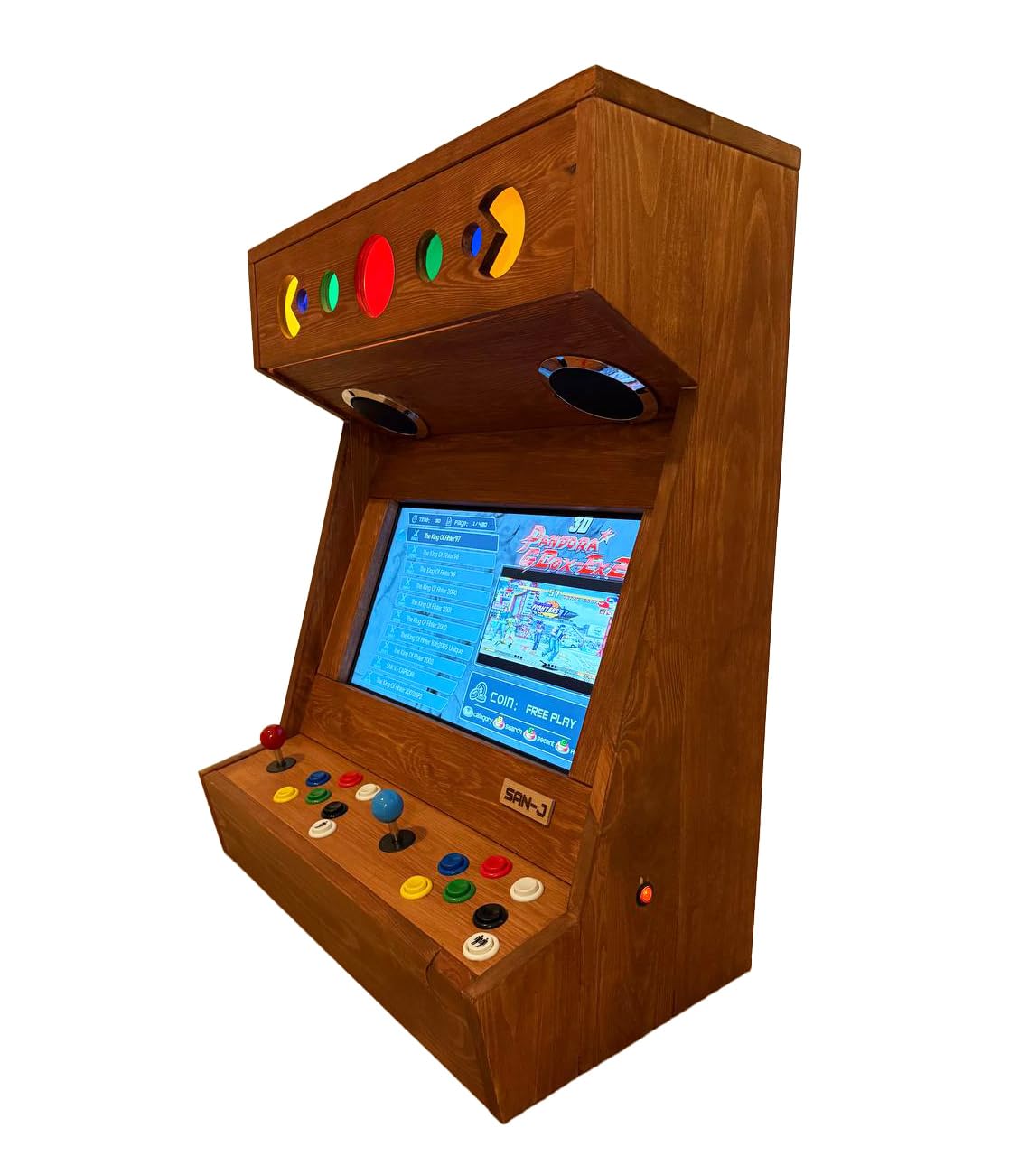 Bar-Top Arcade Retro SAN-J | Ręcznie wykonany z drewna – 2 graczy (Teca)