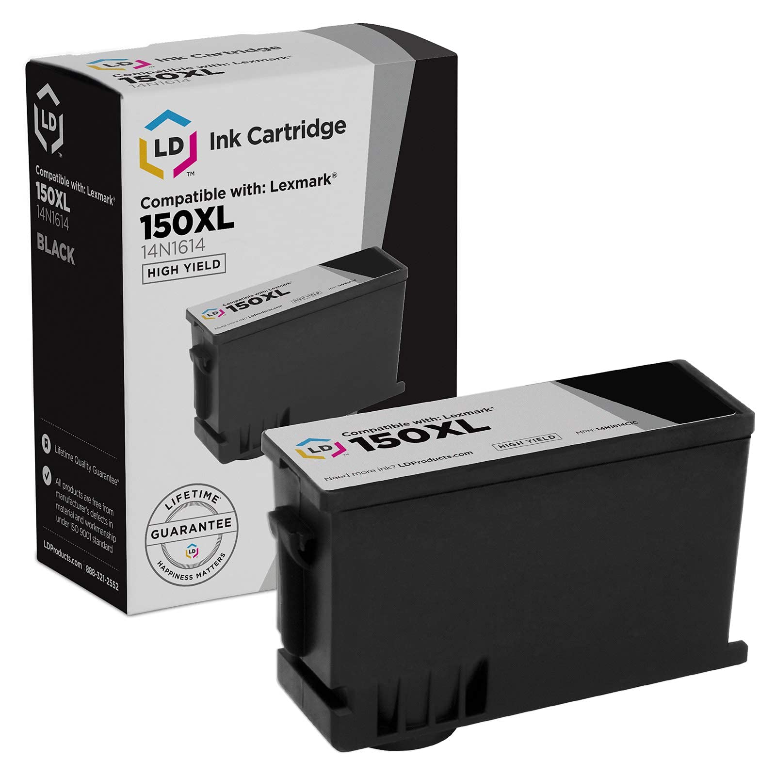 LD Compatible Ink Cartridge Replacement for Lexmark 150XL 14N1614 High Yield (Black) Compatible with Lexmark Pro715, Pro915, S315, S415, S515, S319