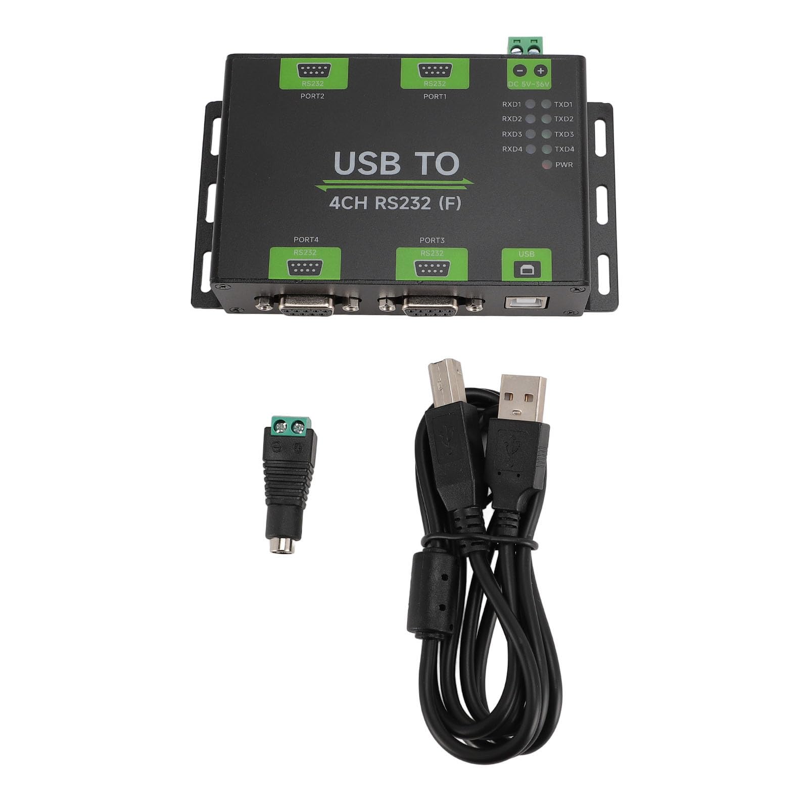 CHICIRIS Convertidor USB a 4CH RS232 Grado Industrial Aislado para Telecomunicaciones de Alta Velocidad Diseño Confiable de Aleación de Aluminio