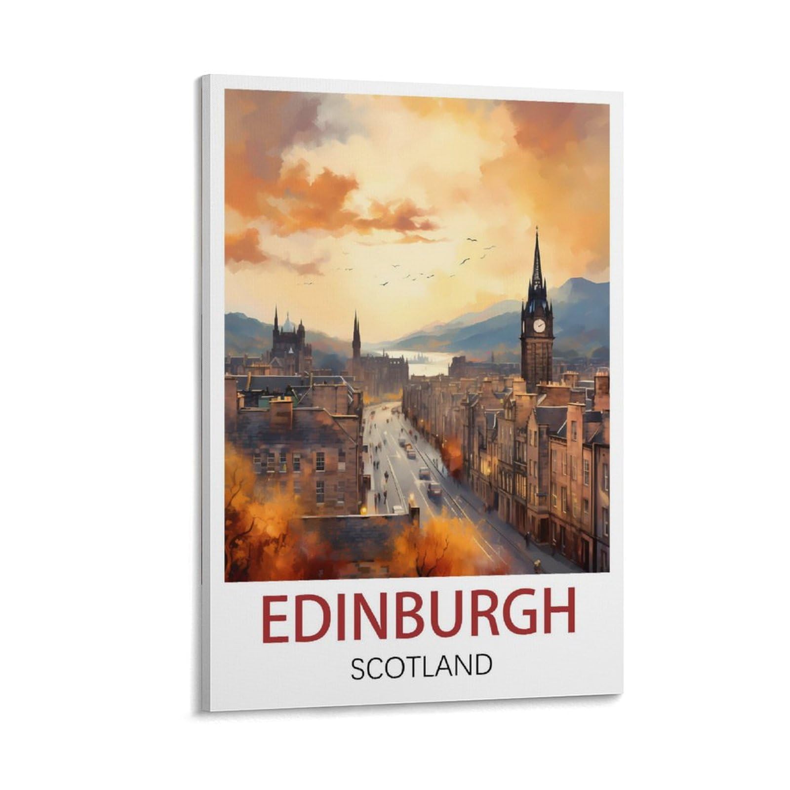 Losnabo Frame-Style Edinburgh Scotland Vintage Travel Poster 12X18inch(30X45cm) Canvas Wall Poster And Art Picture Print Modern Home Bedroom Decor