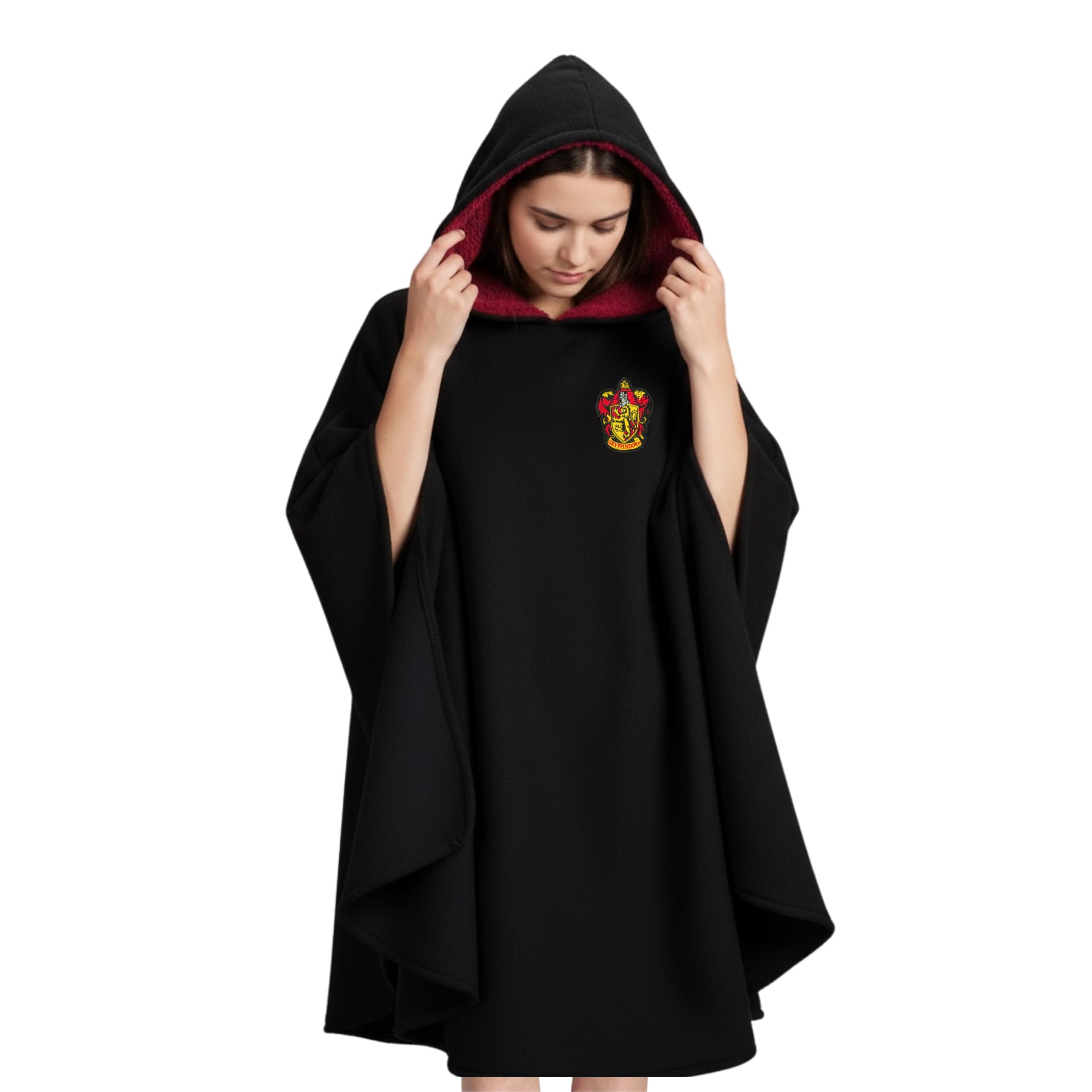 Harry Potter Couverture à Capuche, Design Polaire Sweat a Capuche Poudlard Poncho, Cape Gryffondor Officielle, Cadeau pour Adultes et Adolescents