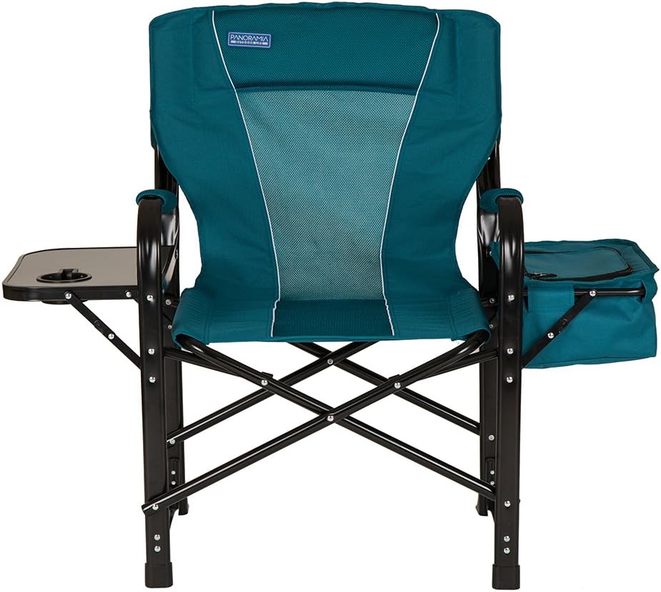 Panoramia Foldable Metal Director Chair with Deluxe Armrest and Storage Bag, Dark Bluish Green