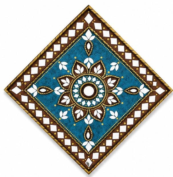Vivid Ethnic Mud Mirror Wall Hanging | Traditional Handmade Lippan Art Mud Mirror Wall Decor | Premium Round Clay Relief Wall Hanging Panels for Living Room, Bedroom & Entryway-image-33