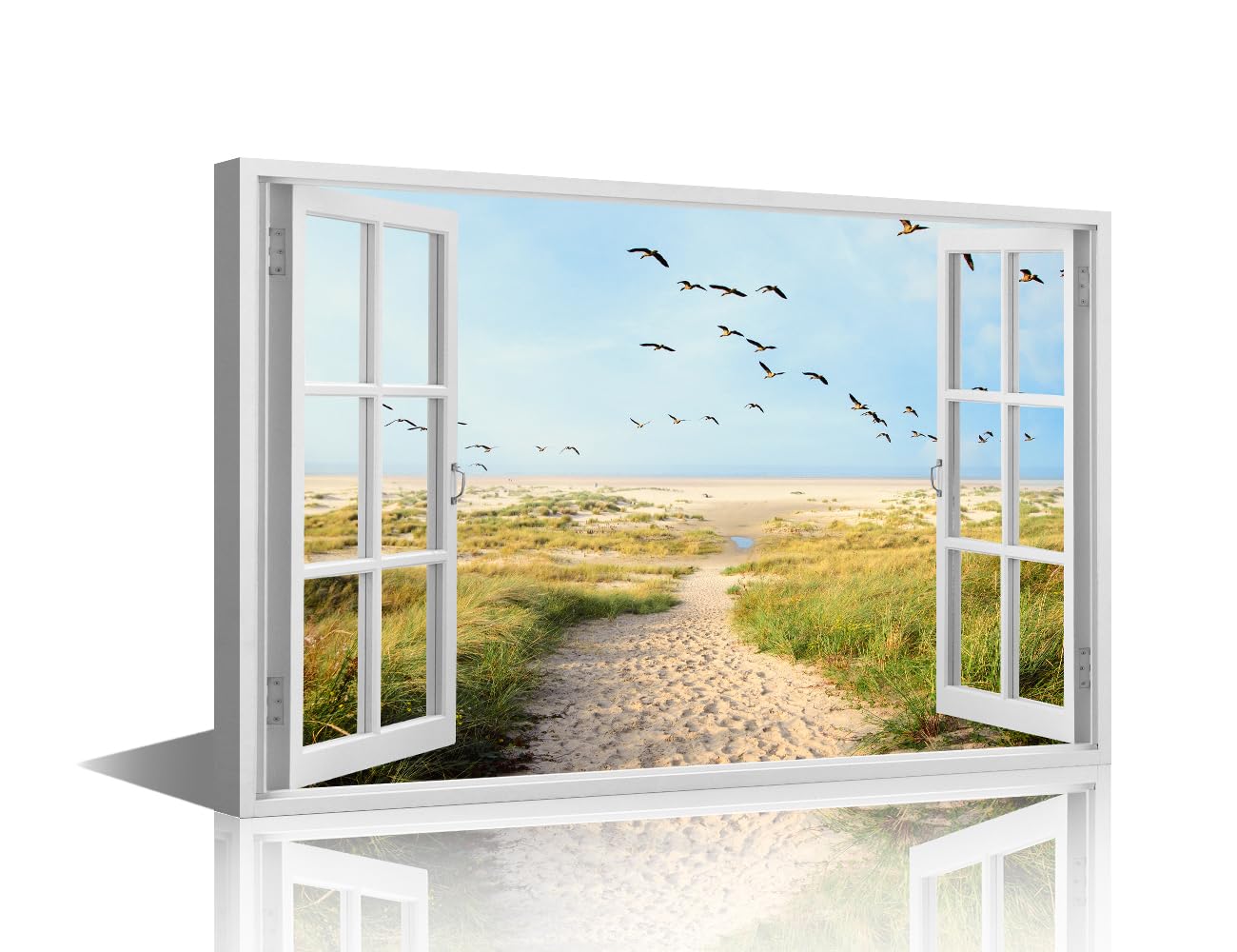 TISHIRON 1 Panel Canvas Painting House Decoration Scenery View from a Window Wall Art Decor for Living Room Bedroom Wilderness Poster Pictures Beach Modern Office Wall Décor (36x24in)