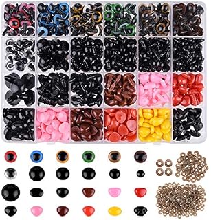 Astaron 1028 Pcs Plastic Safety Eyes and Noses Kit with Washers for Doll Plush Animal Craft Making Assorted Sizes