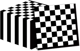 100 Pack Black and White Checkered Flag Party Napkins Disposable Race Car Birthday Party Supplies Racing Car Theme Party Paper Lunch Napkins for Baby Shower Kids Men Party Decorations Favors
