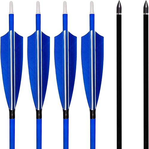 Miniatura 5 de 31Inch Carbon Arrows, Targeting Practice Hunting Arrow, Turkey Feather Fletching Arrow, with Removable Tips and nocks for Recurve & Compound Bow