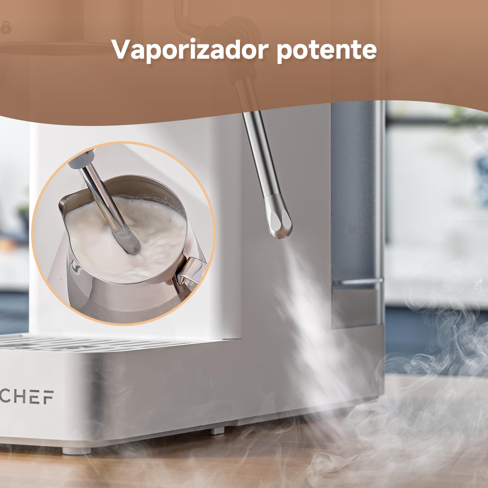 AMZCHEF Machine À Café Expresso 20 bars, avec mousseur à lait professionnel, petite machine à café pour cappuccino, latte et macchiato, réservoir d'eau de 1,5 L, blanche