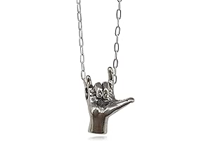 Sterling Silver Sign Language ASL I Love You 3D Charm Necklace