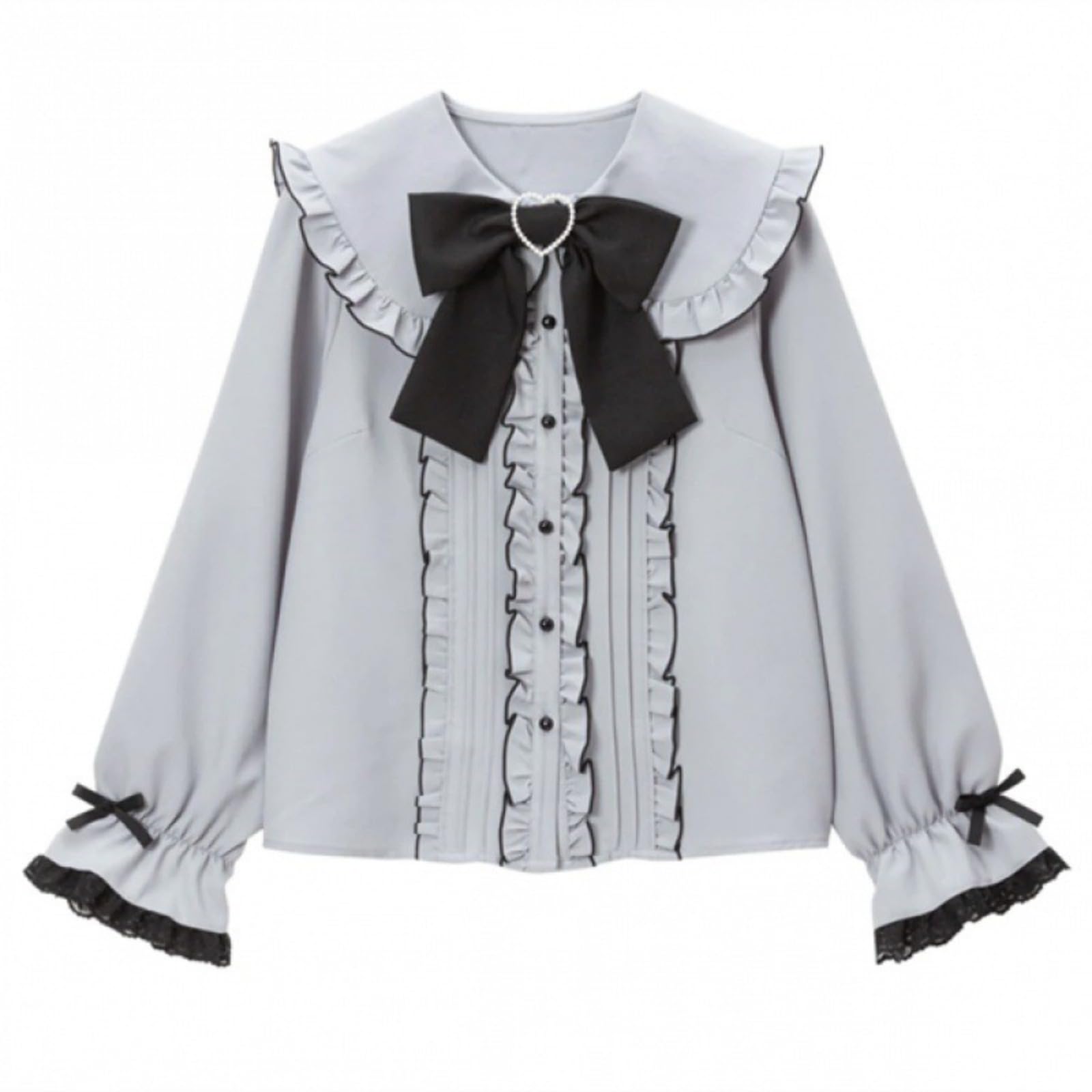 Pokn Jirai Kei Lolita Mode Cutecore Kleidung Kawaii Kleidung Bluse Goth Shirt Frauen Spitze Mesh Sheer Langarm Bluse