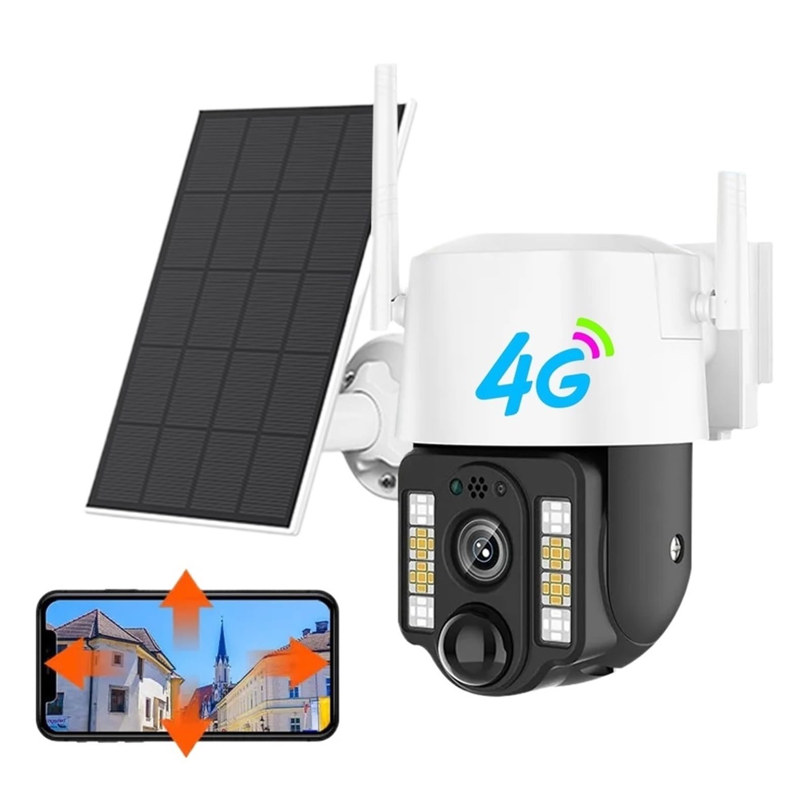 Caméra de sécurité, Caméra Solaire 4G Sim Alimentation extérieure Camara PIR détection humanoïde CCTV Protection de sécurité Batterie intégrée avec Panneau(WiFi Cam 128G Card)