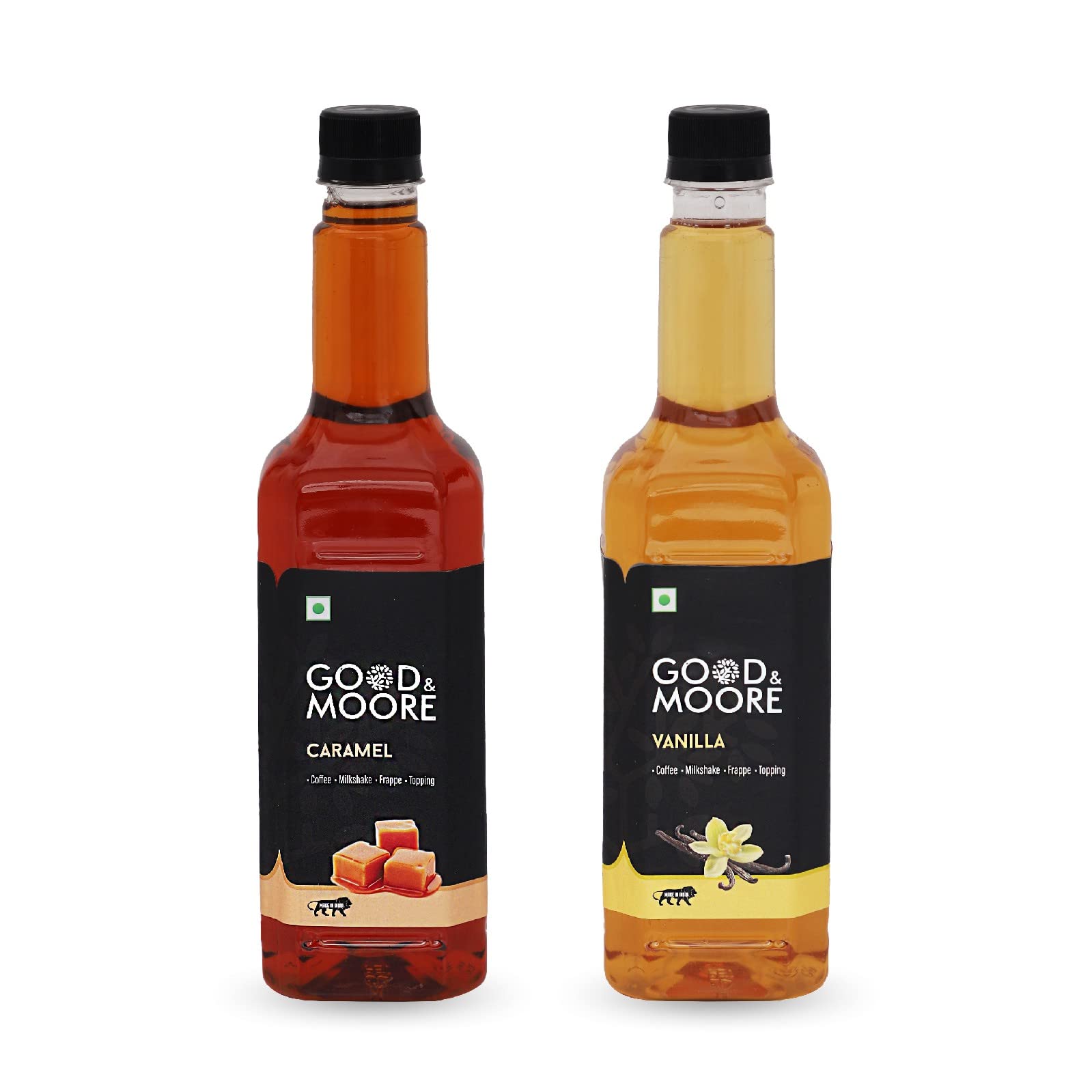 GOOD&MOORE Combo of 2 | Caramel, Vanilla | For Coffee, Milkshake, Frappe, Cold-coffee, Pancakes and more | Concentrated Syrup | (750ml x 2)-image-16