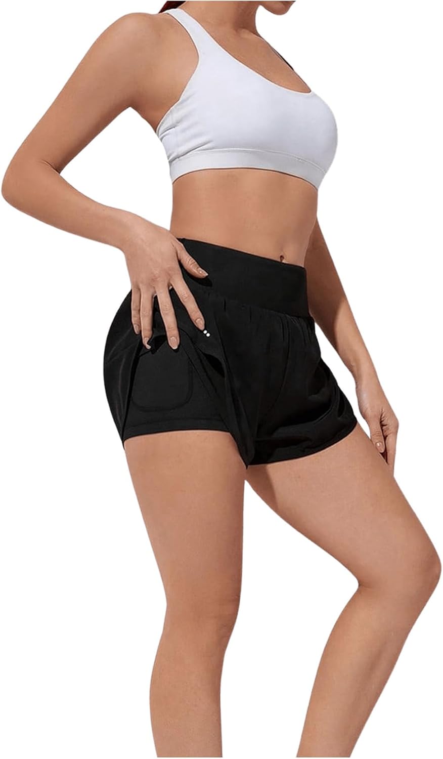 SweatyRocks Women's High Waisted Layer Running Shorts Dolphin Workout Active Sports Shorts with Pockets - Image 5