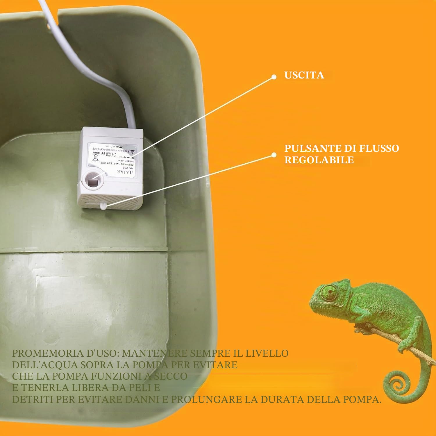 Dnoifne Fontana per Rettili con Sistema di Filtrazione - Ciotola Acqua Automatica per Draghi Barbuti, Geco, Camaleonti e Serpenti - Accessorio per Terrario con Cascata e Pompa Regolabile