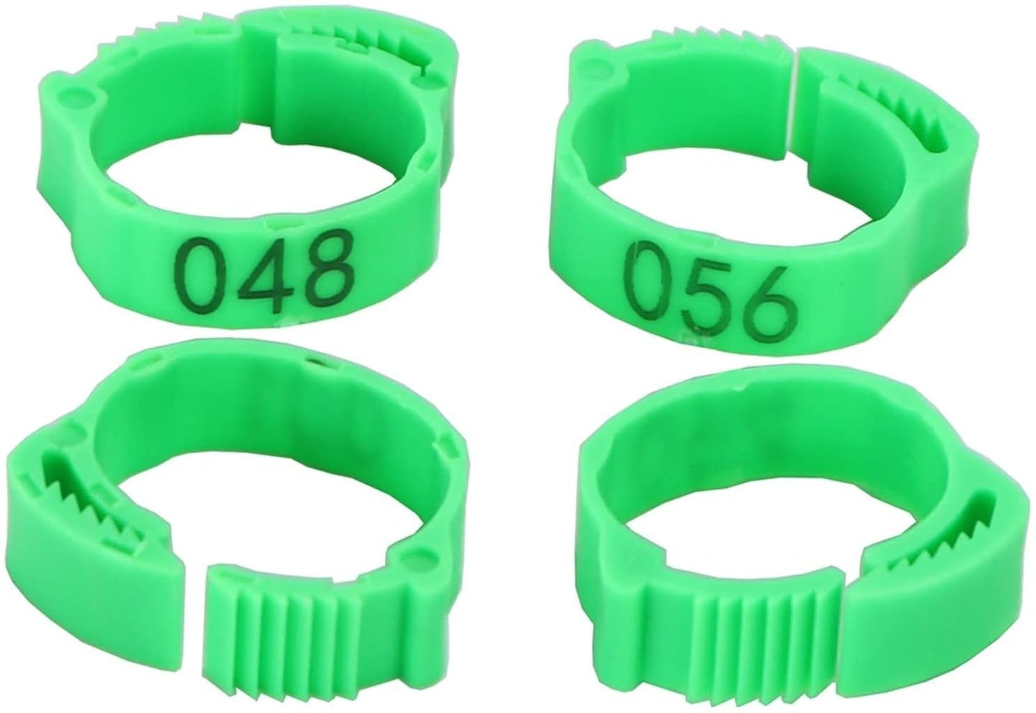 Produktbild von 100x Nummerierte Geflügelringe 16mm – 001–100, Grün, PP, Für Hühner, Enten, Gänse
