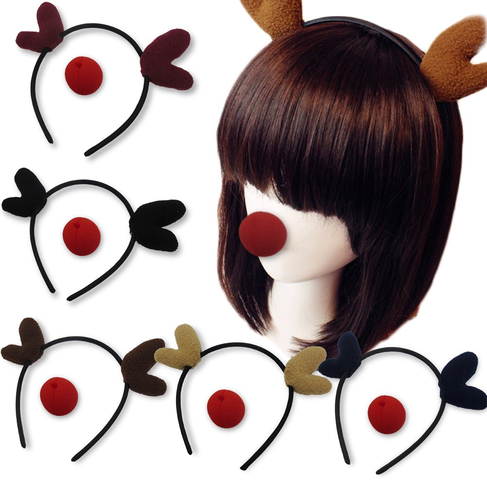 Amazon | クリスマス トナカイ 【カチューシャ 5色 + 赤鼻 5個 セット