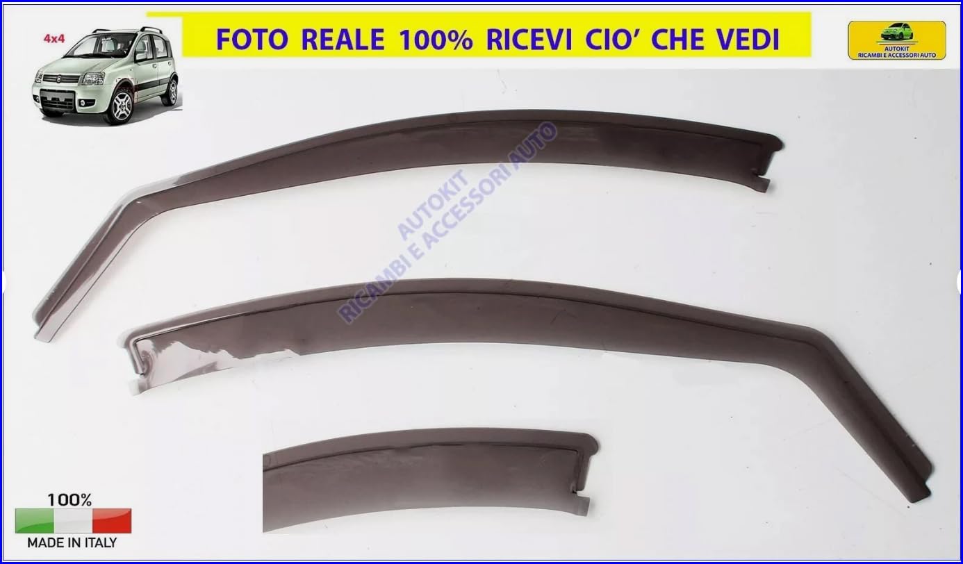 Generico Mini Deflettori aria Specifici per Panda 169 tutti i Modelli prodotte dal 2003 al 2011 Finestrini porte Sportelli anteriori antiturbo sportivi linea fume' - 12.419