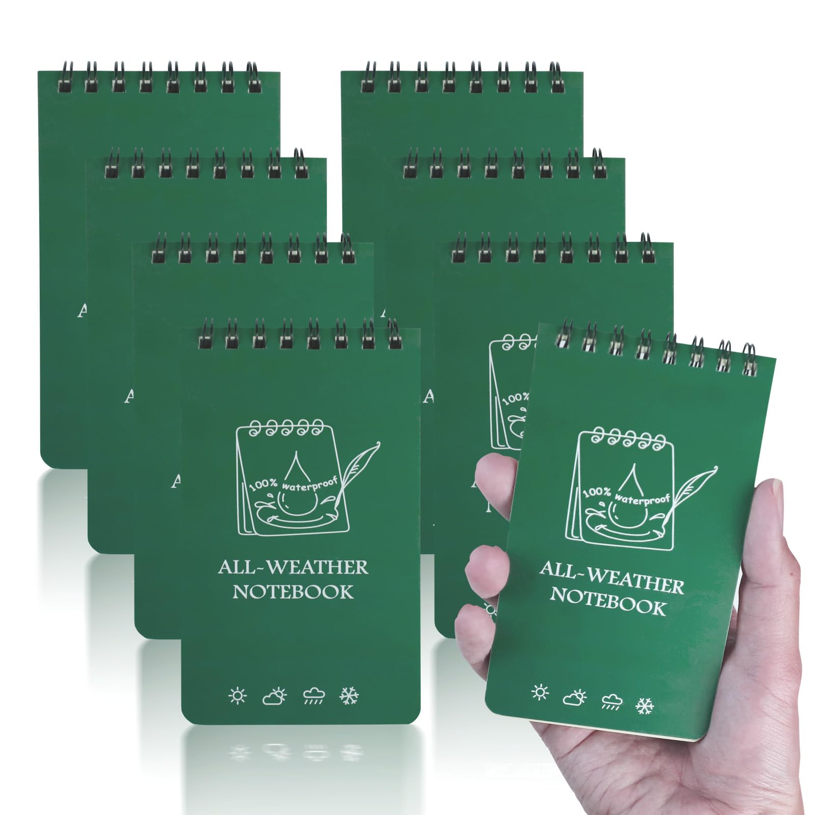 CXRYLZ 8 Pack Small Waterproof Notebook, 3x5 All Weather Pocket Notebook, Write in the rain Notepads