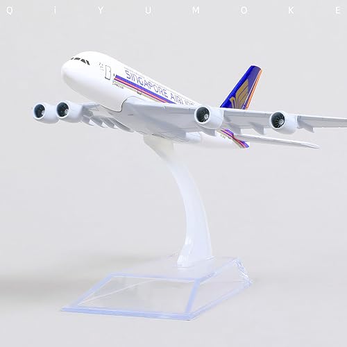 Miniatura 10 de 1400 modelo A380 modelo avión de metal fundido a troquel modelo kit para Airbus A380 (5.5 pulgadas L) con soporte de avión de exhibición para