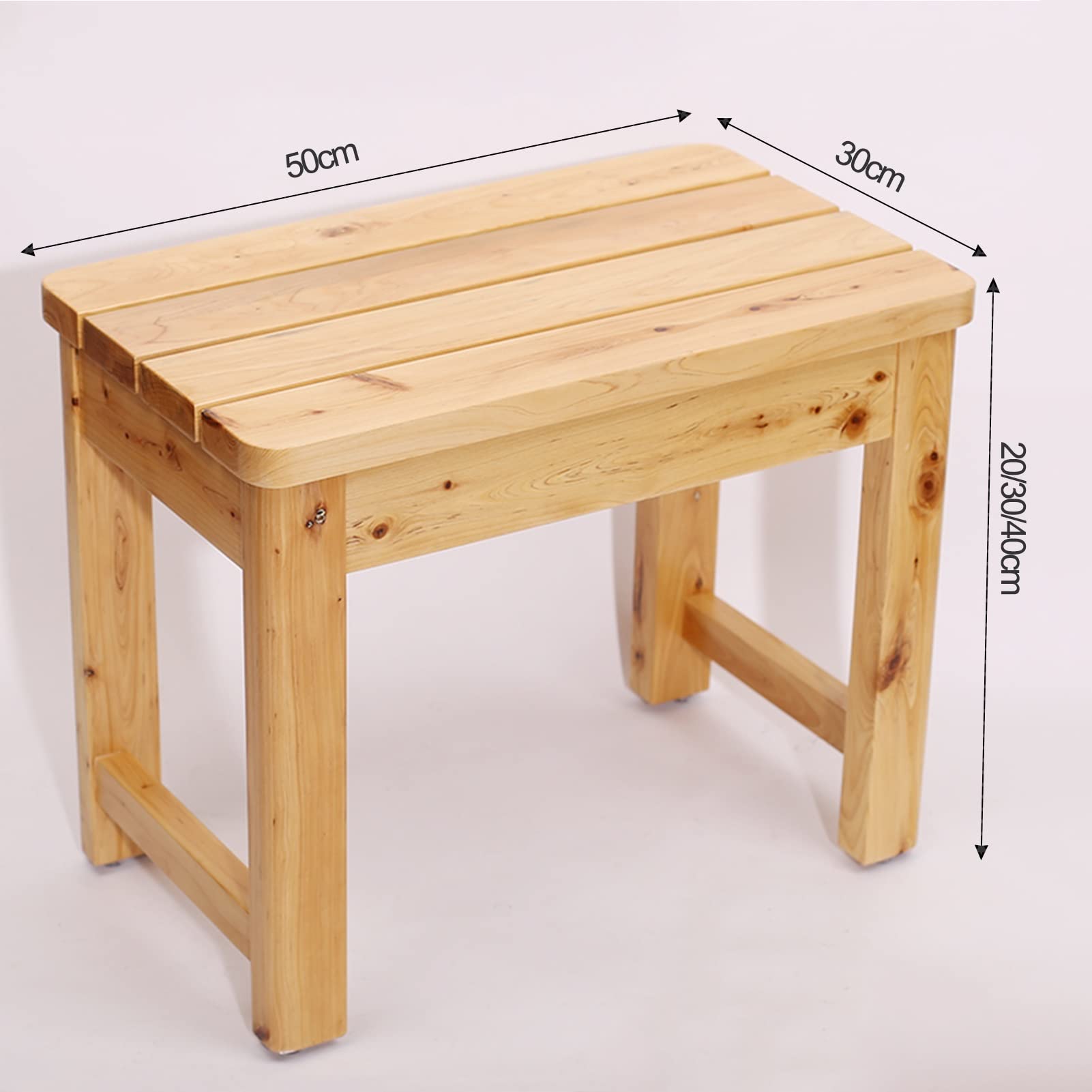 Prysznic/stołki łazienkowe drewniana ławka łazienkowa podnóżek prysznicowy do wanny nogi do golenia siedzisko do sauny Spa siedzisko do kąpieli (Size : 50x30x30cm)