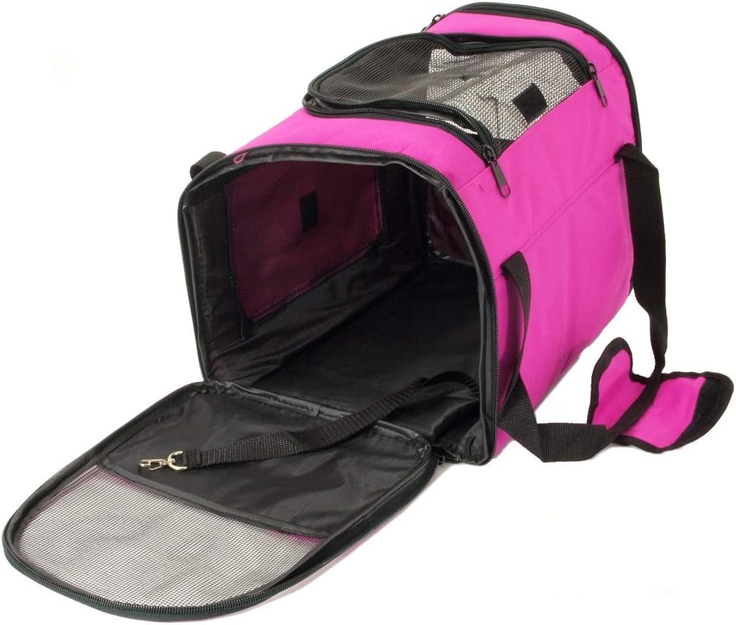 EDM PET Carrier - Dog Cat House Soft Crate Cage Tote Kennel - Portable Travel - Pink