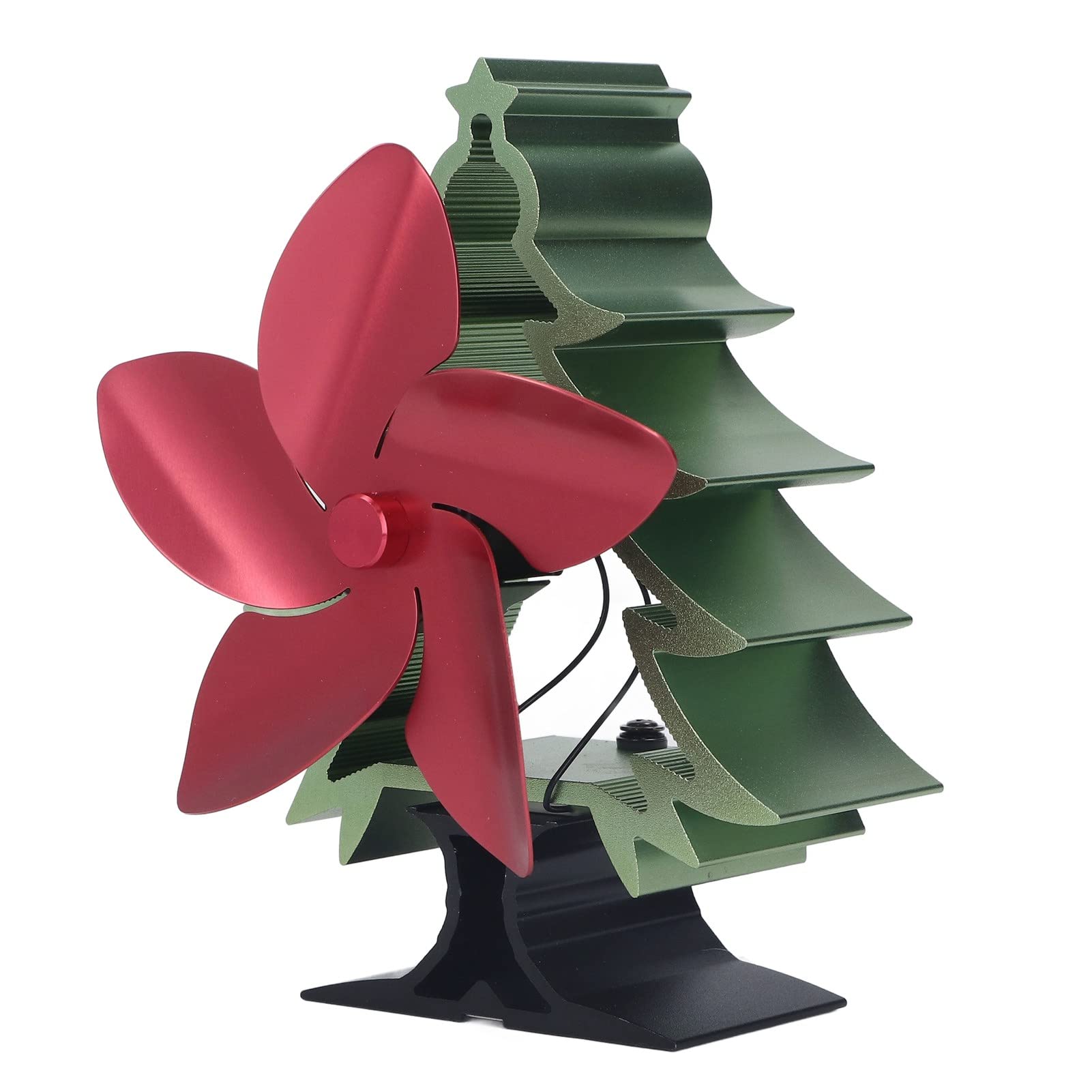 Fafeicy Ventilador para un Alto Rendimiento para una Mejor Circulación de Aire Caliente - Estilo de árbol de Navidad, Velocidad Ajustable - Ideal para Estufas de Pellets o Madera