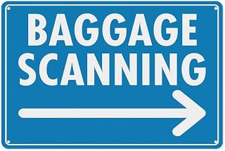 YoyaVex Baggage Scanning Right Arrow Aluminum Tin Warning Signs For Home Outdoor Garden 12x8 Inch