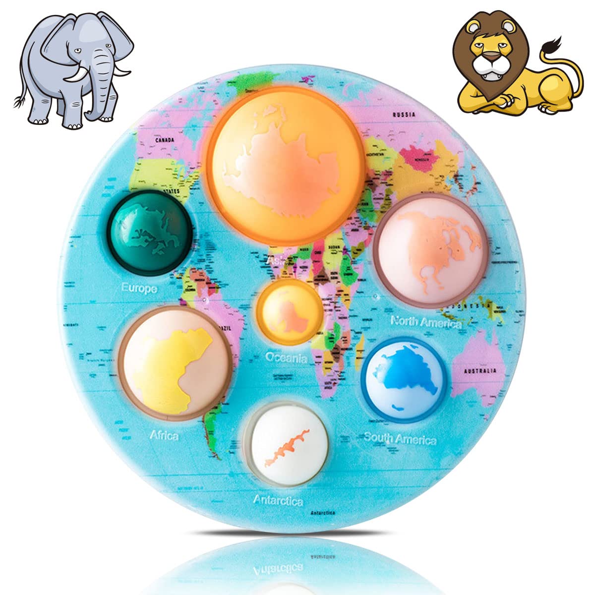 Seven Continents Dimple Toys World Map, Simple Bubble Fidget Toys Simple Early Dimple Portable Handheld Colorful Anxiety Early Educational Dimple Brain Development Toy