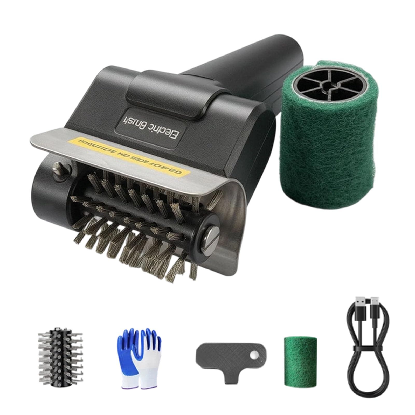 Grill Grate Scrubber Set with Built-in Light Scraper Plate and Roller Brush for Barbecue Cleanup and Routine Grill Care Grate Cleaner LED Brush Barbecue Cleanup Roller Bristle Scraper Plate Backyard